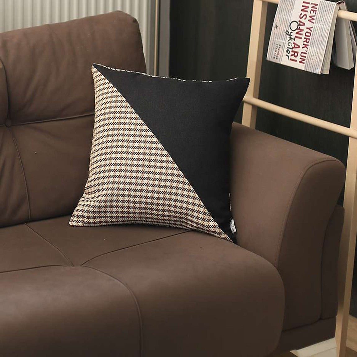 Brown Houndstooth Modern Pillow