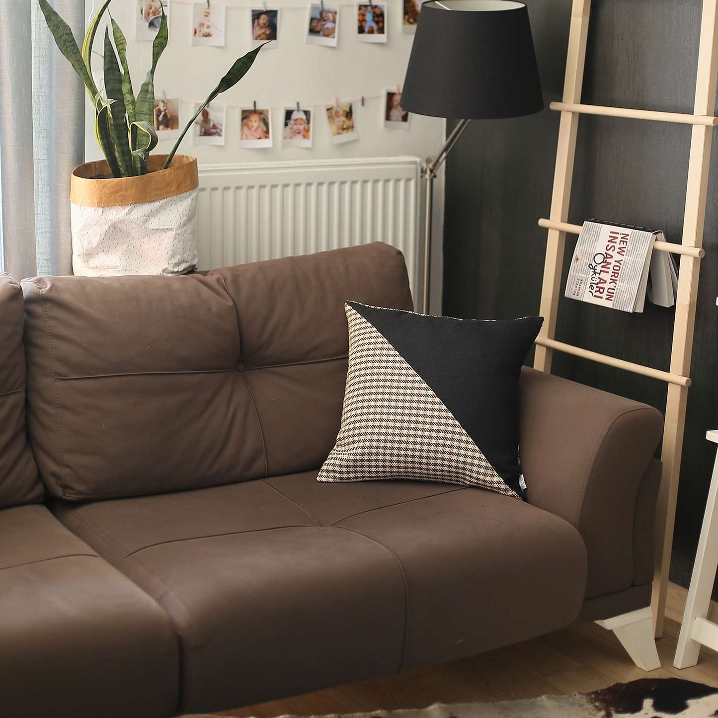 Brown Houndstooth Modern Pillow