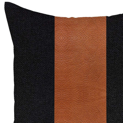 Black & Brown Strap Faux Leather Pillow