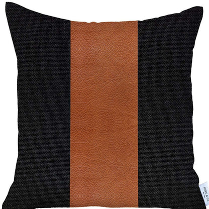 Black & Brown Strap Faux Leather Pillow