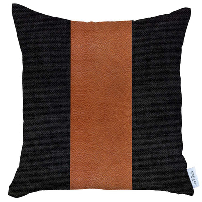 Black & Brown Strap Faux Leather Pillow