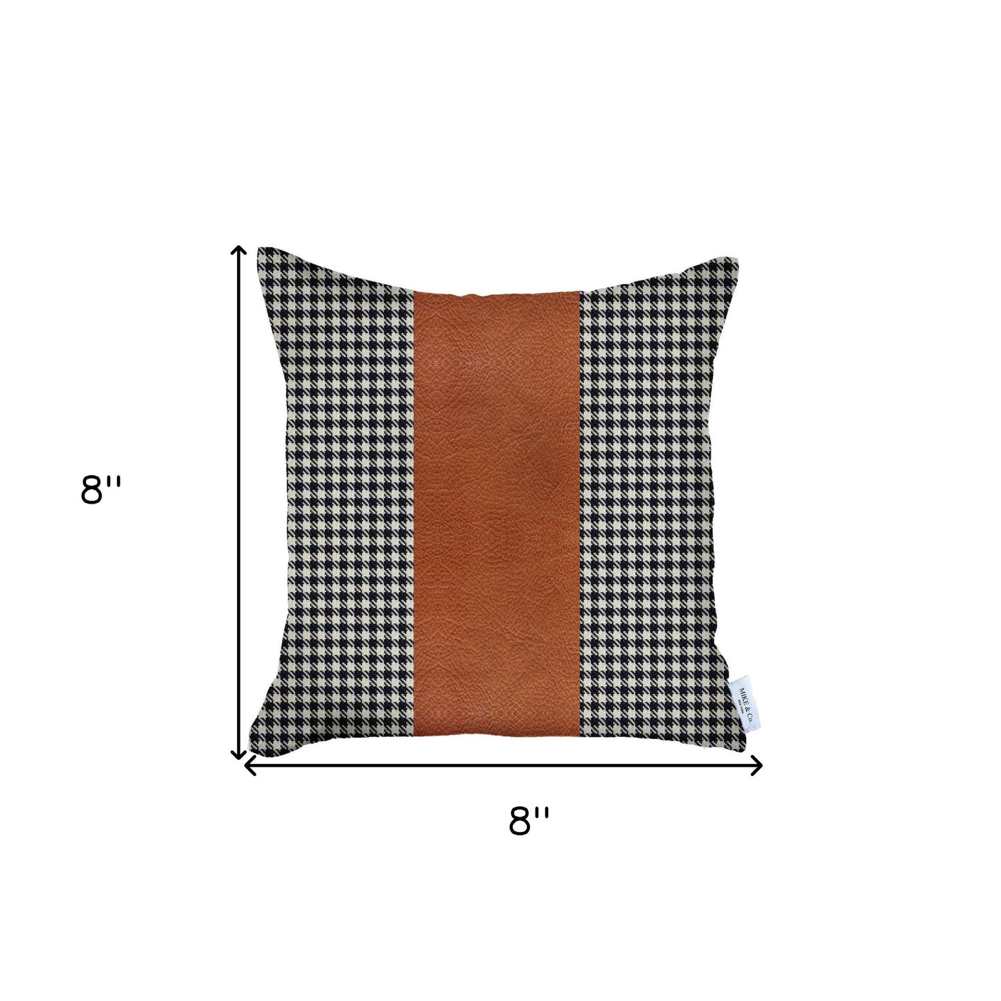 Black Houndstooth Faux Leather Strap Pillow
