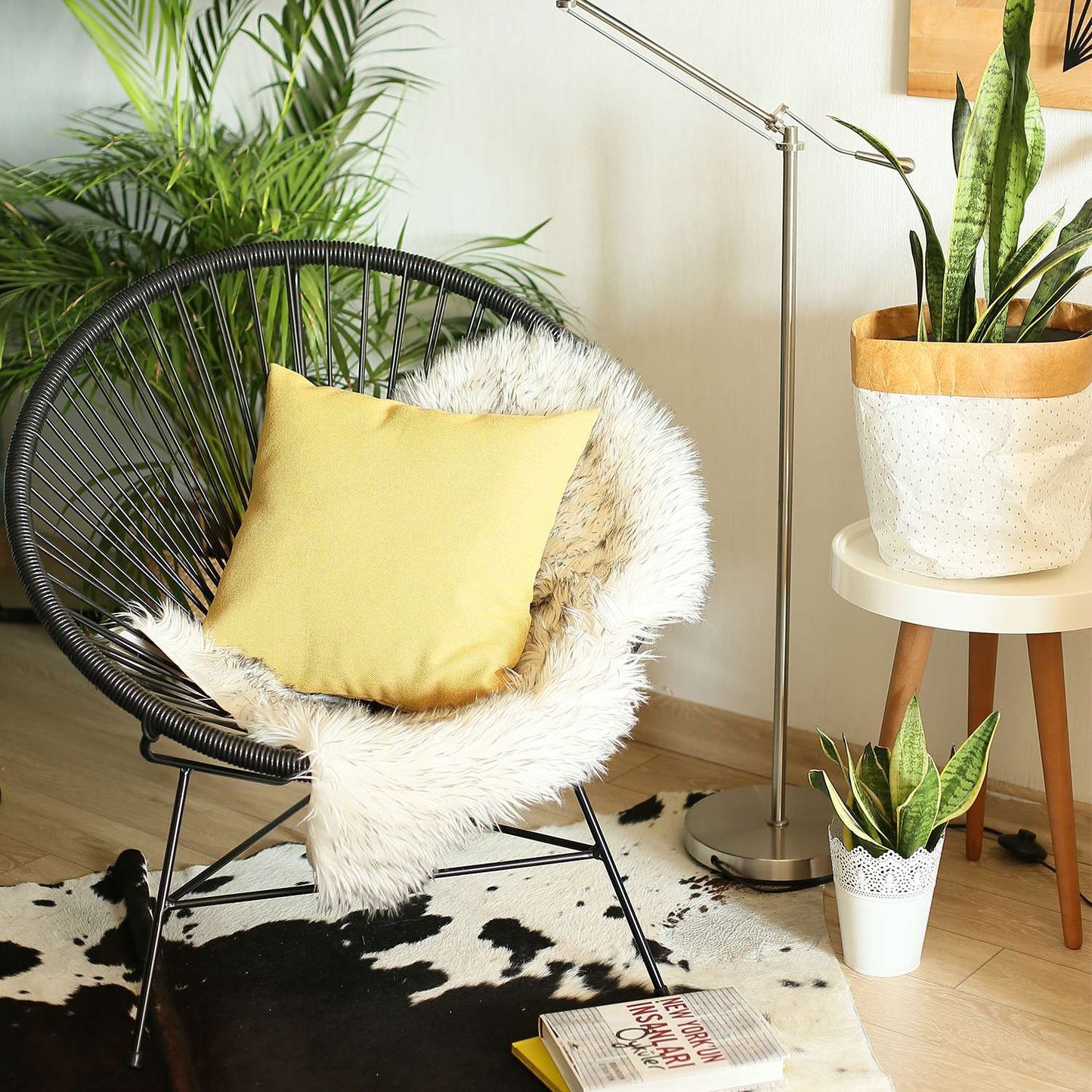 Yellow Modern Textured Pillow