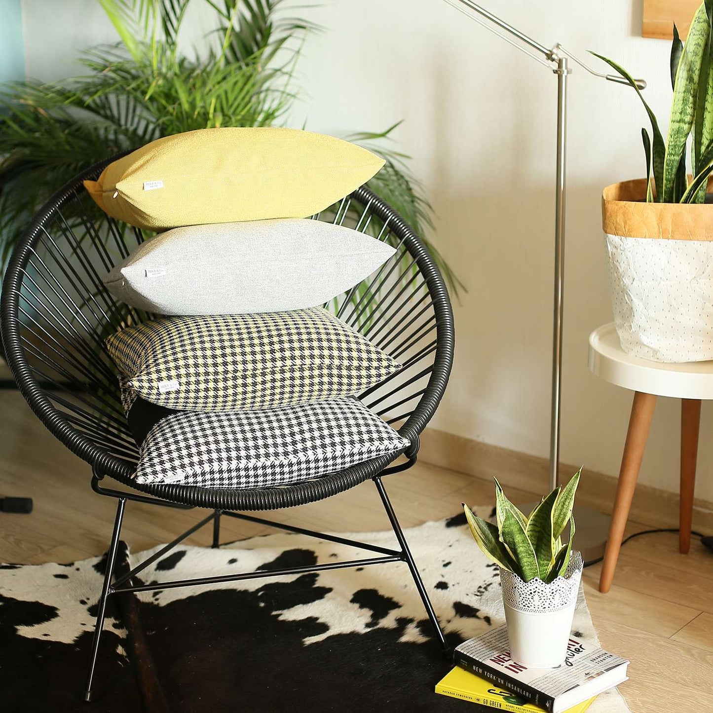 Yellow Modern Textured Pillow