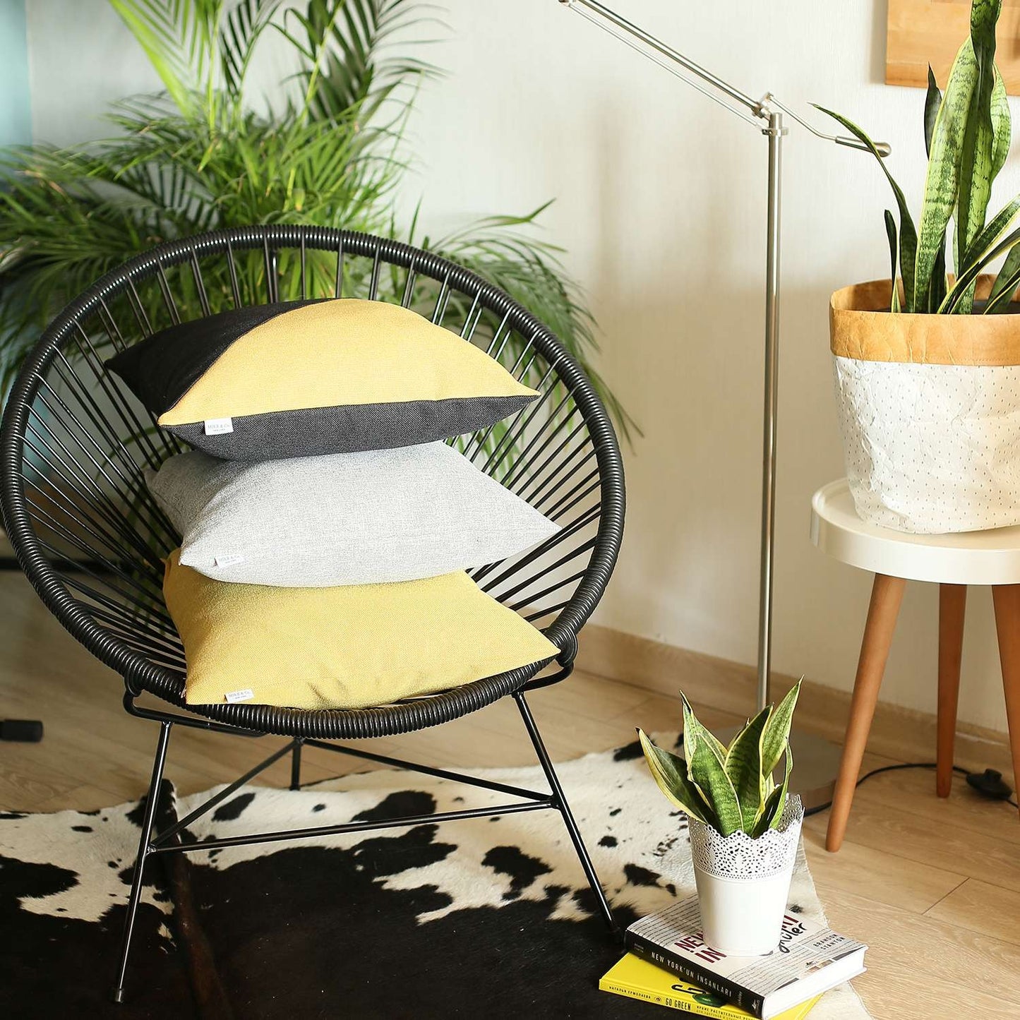 Yellow Modern Textured Pillow