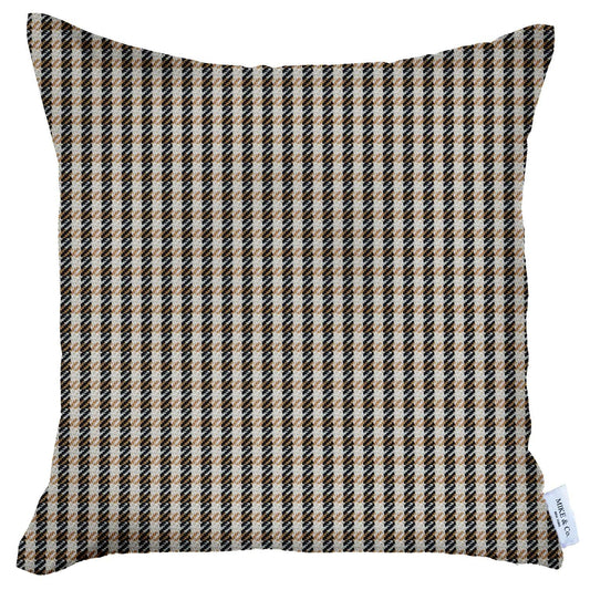 Tan Houndstooth Pattern Pillow