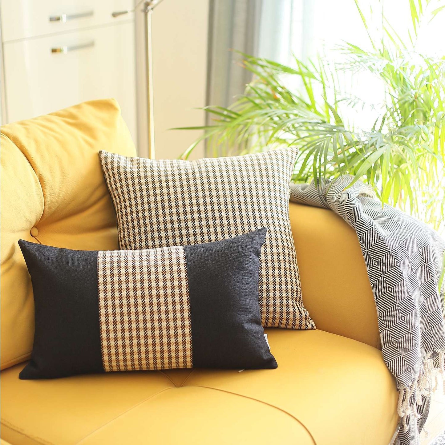 Tan Houndstooth Pattern Pillow