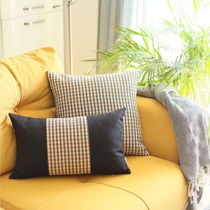 Tan Houndstooth Pattern Pillow