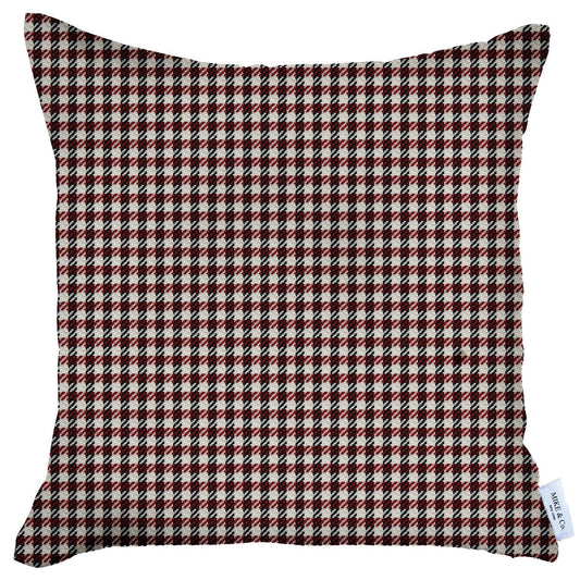 Maroon Red Houndstooth Pattern Pillow