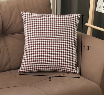 Maroon Red Houndstooth Pattern Pillow
