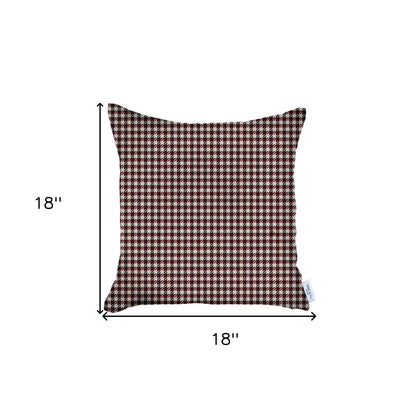 Maroon Red Houndstooth Pattern Pillow