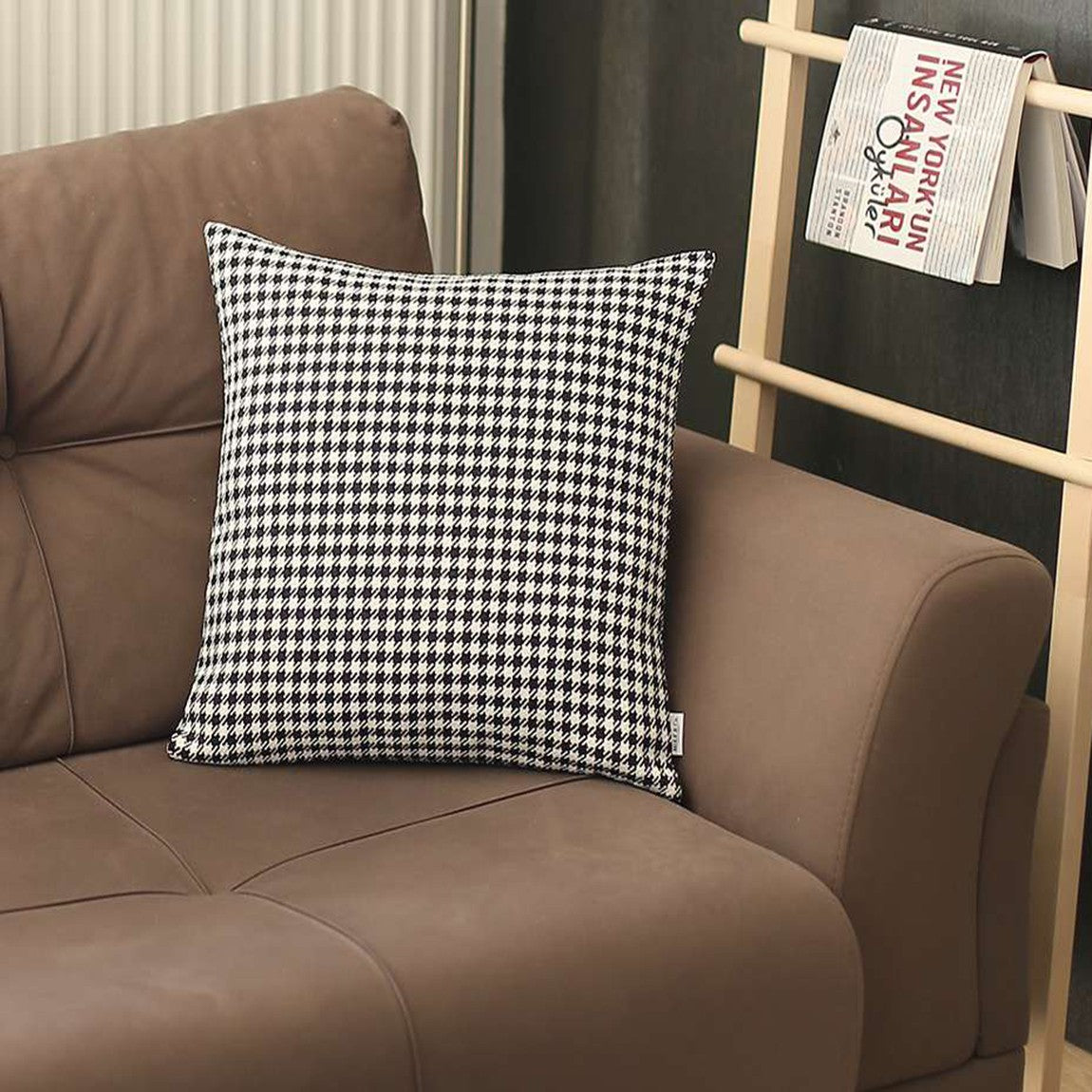 Black Houndstooth Pattern Pillow