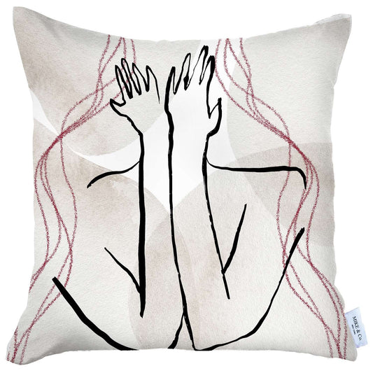 White Hiding Face Printed Pillow