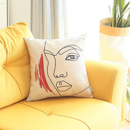 White Printed Face Boho Chic Pillow