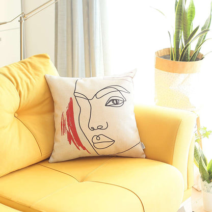 White Printed Face Boho Chic Pillow