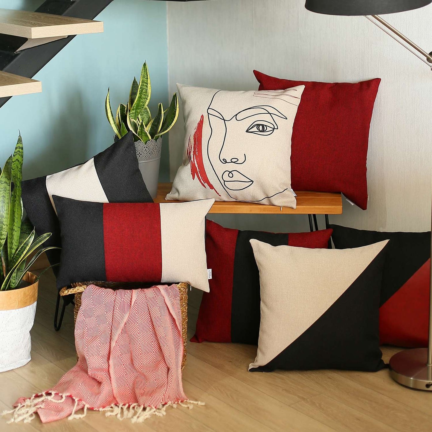 White Printed Face Boho Chic Pillow