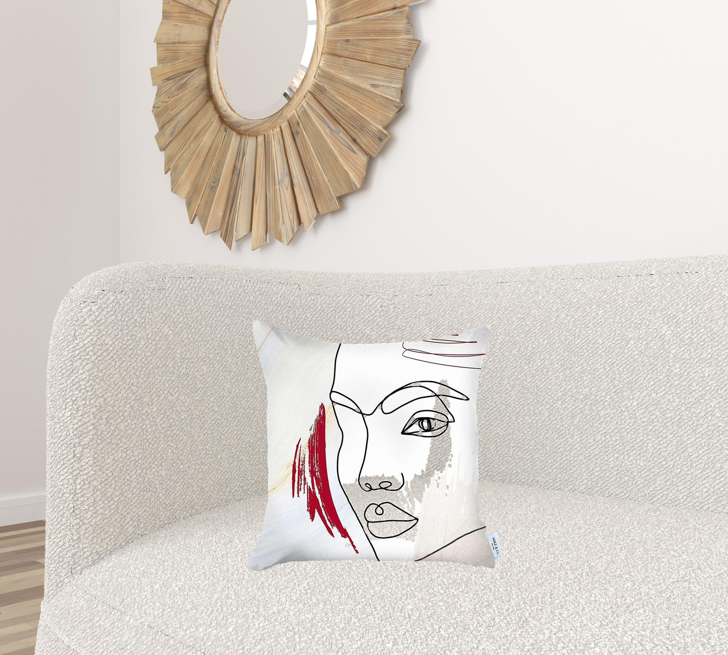 White Printed Face Boho Chic Pillow