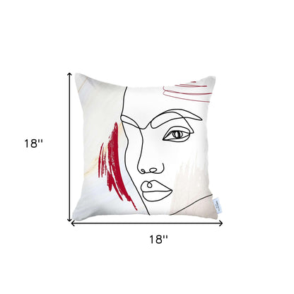 White Printed Face Boho Chic Pillow