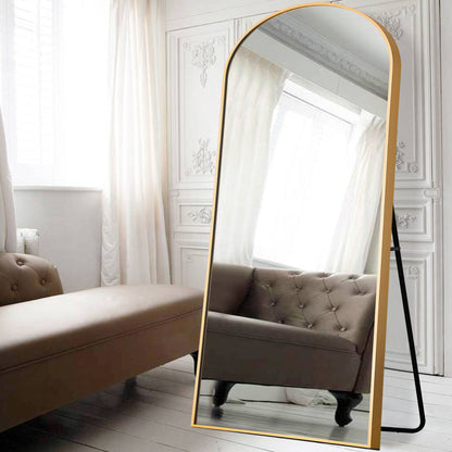 Gold Arch Metal Framed Freestanding Standing Mirror
