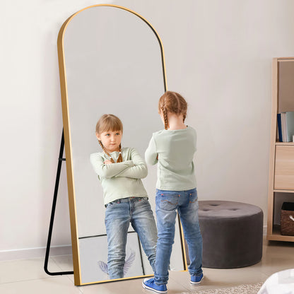 Gold Arch Metal Framed Freestanding Standing Mirror