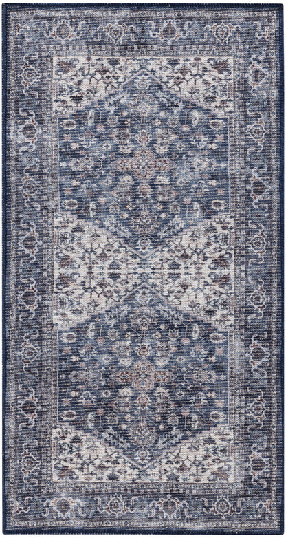 Nourison New Concept Navy & Ivory Machine Washable Rug - 2' x 3'9"