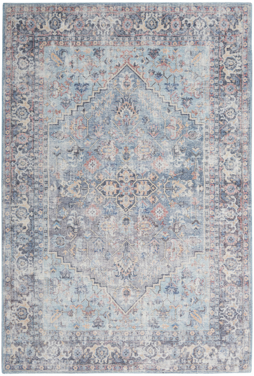 Nourison New Concept Light Grey & Blue Machine Washable Rug - 9'2" x 12'