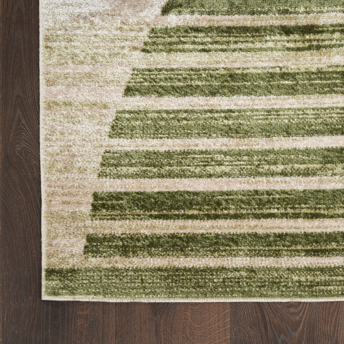 Nourison Astra Ivory & Olive Pet Friendly Machine Washable Rug - Corner
