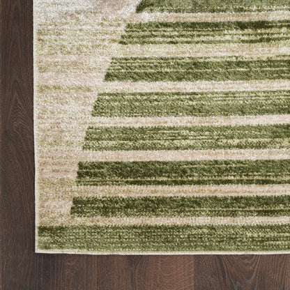 Nourison Astra Ivory & Olive Pet Friendly Machine Washable Rug - Corner