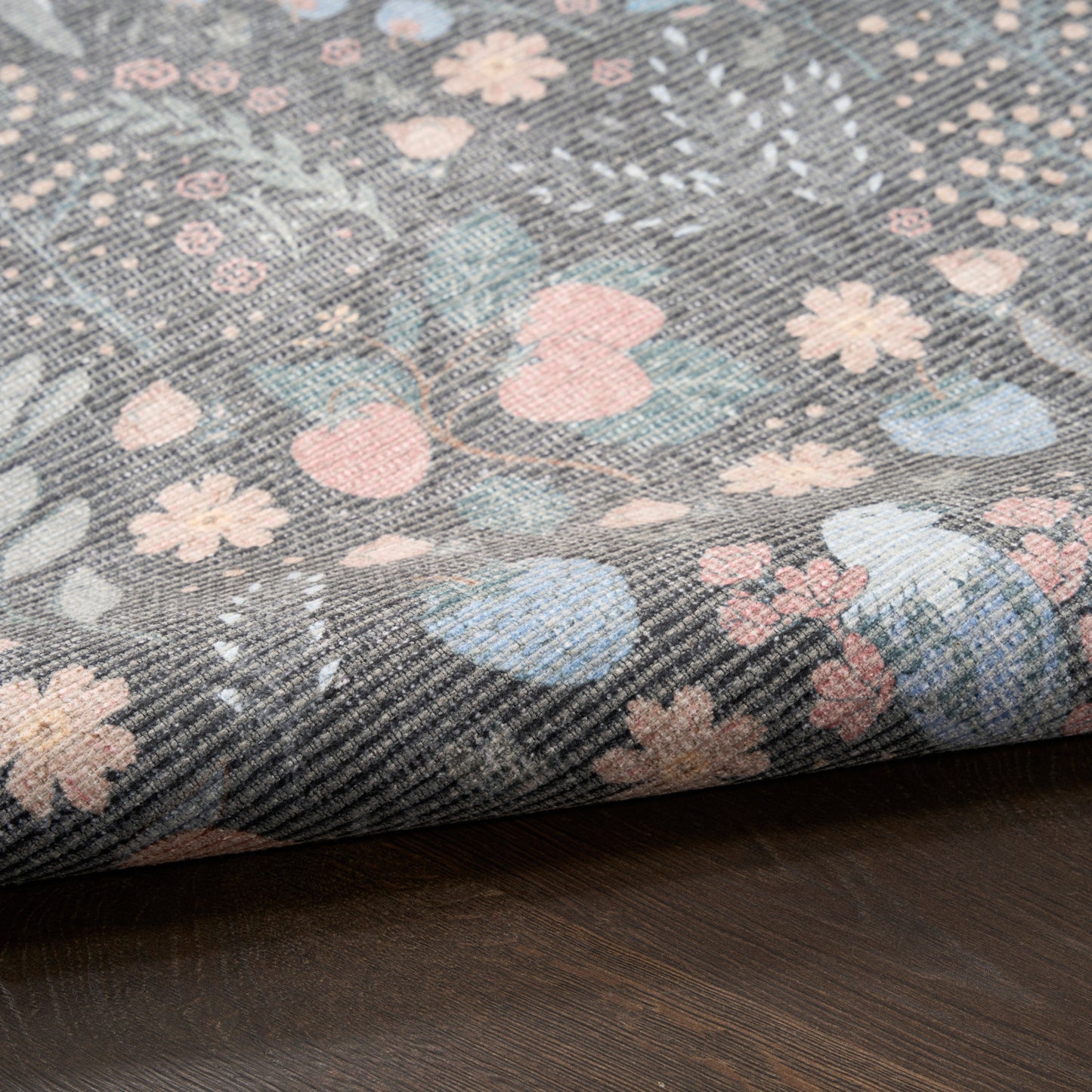 Nourison Botanical Charcoal & Multicolor Machine Washable Rug - Texture