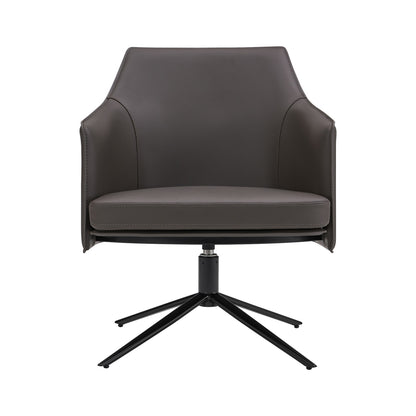 Gray & Black Faux Leather Swivel Lounge Chair