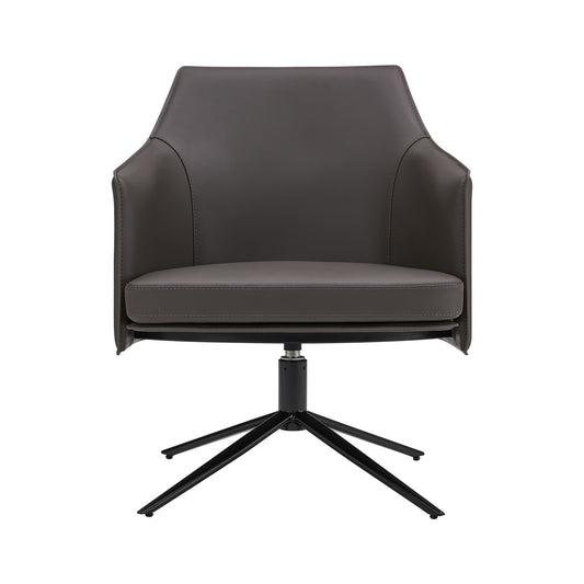 Gray & Black Faux Leather Swivel Lounge Chair