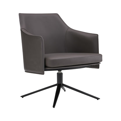 Gray & Black Faux Leather Swivel Lounge Chair