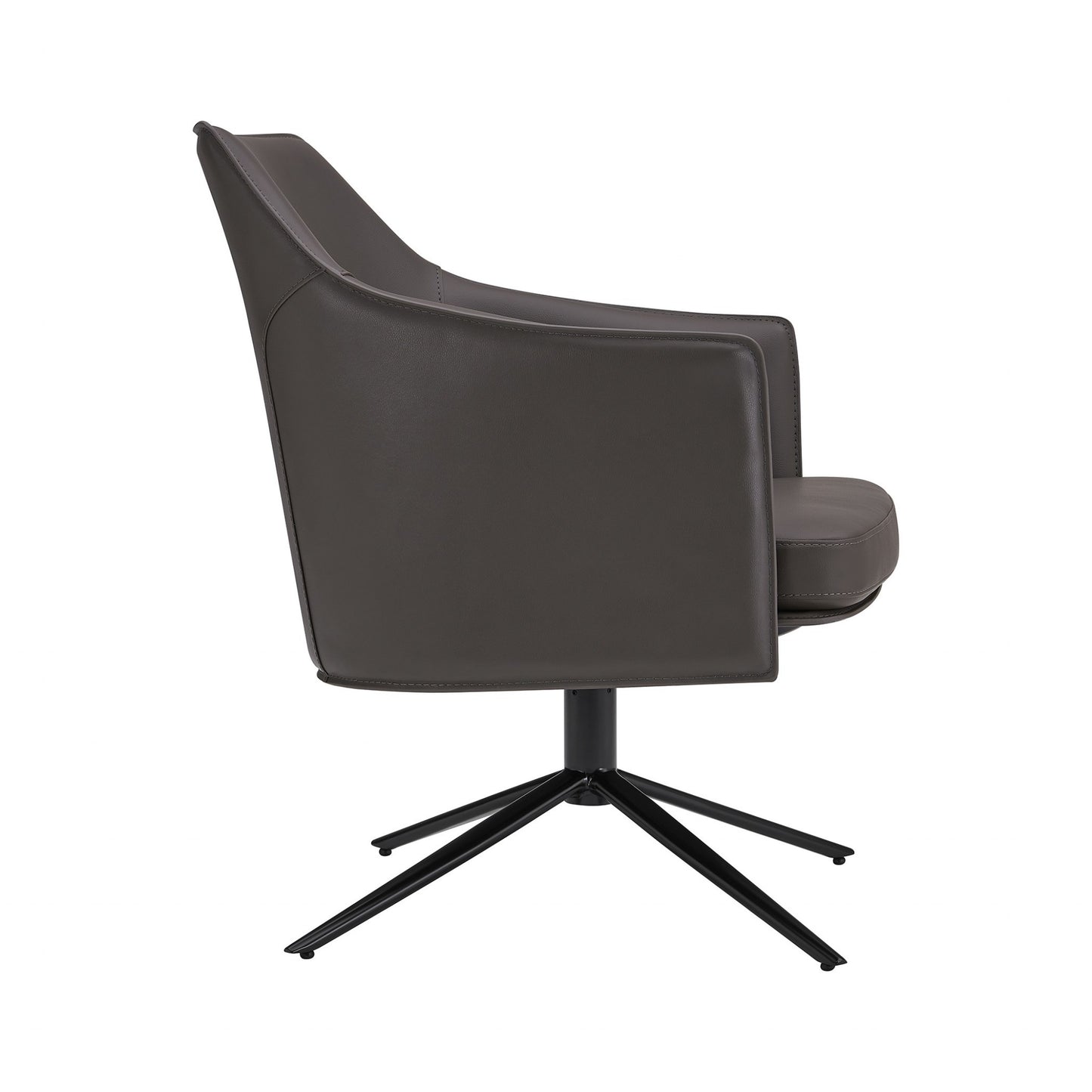 Gray & Black Faux Leather Swivel Lounge Chair
