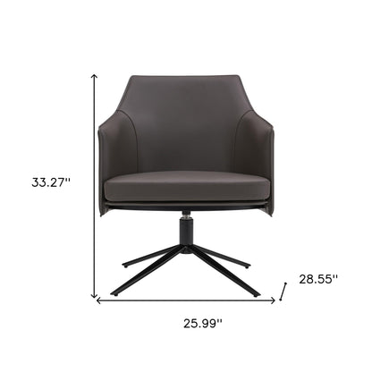 Gray & Black Faux Leather Swivel Lounge Chair