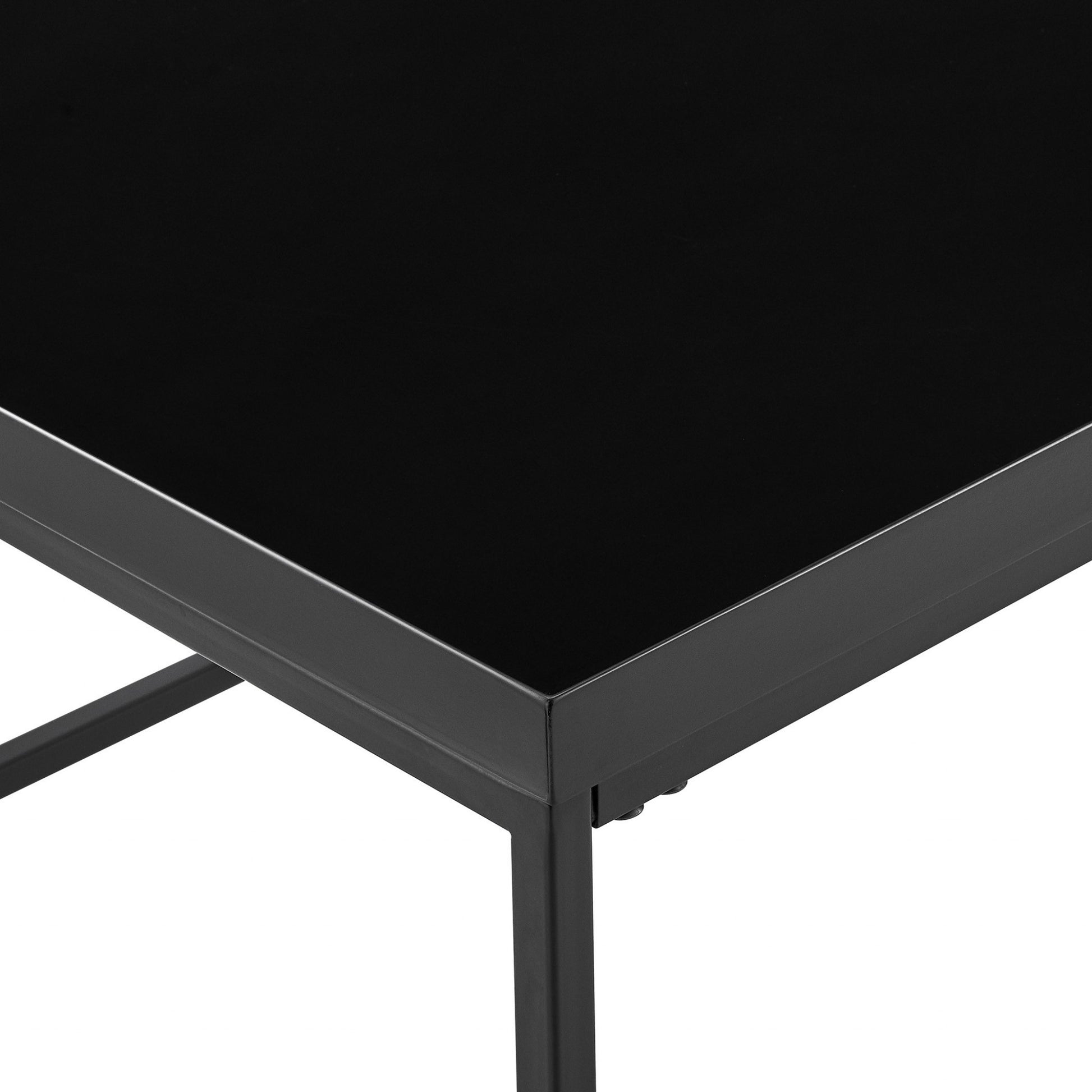 Black Wood & Metal Square Frame Coffee Table image 5
