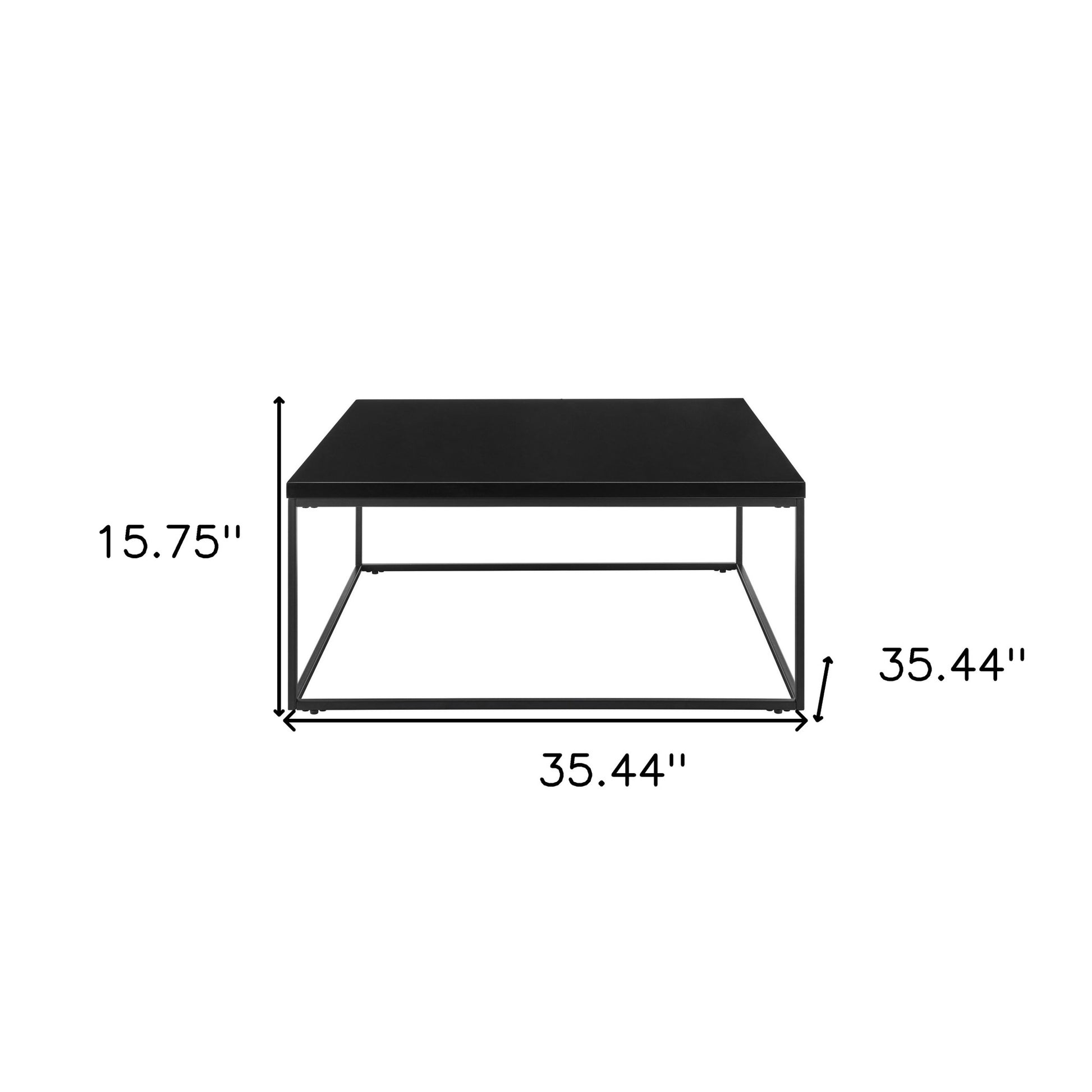 Black Wood & Metal Square Frame Coffee Table image 7