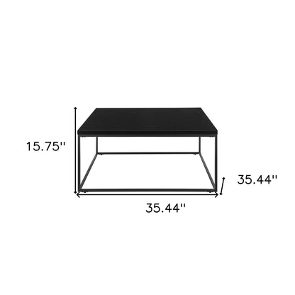 Black Wood & Metal Square Frame Coffee Table image 7