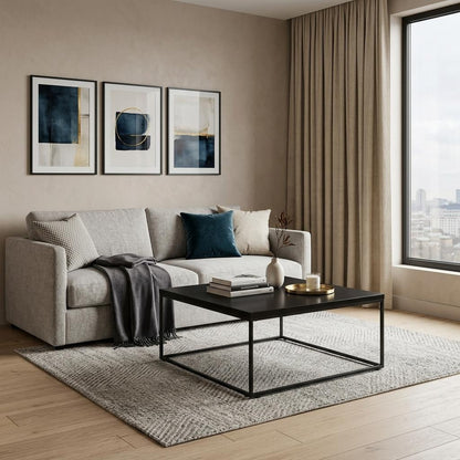 Black Wood & Metal Square Frame Coffee Table image 1