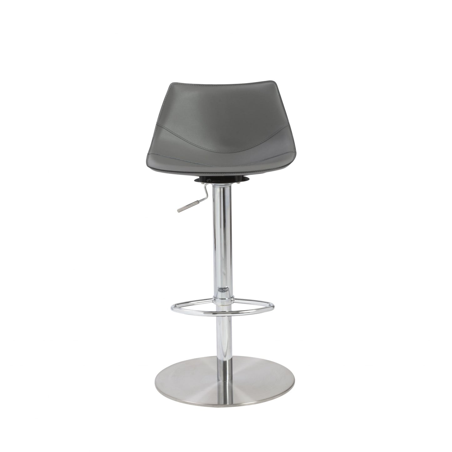 Fable Gray & Silver Steel Swivel Low Back Bar Height Bar Chair