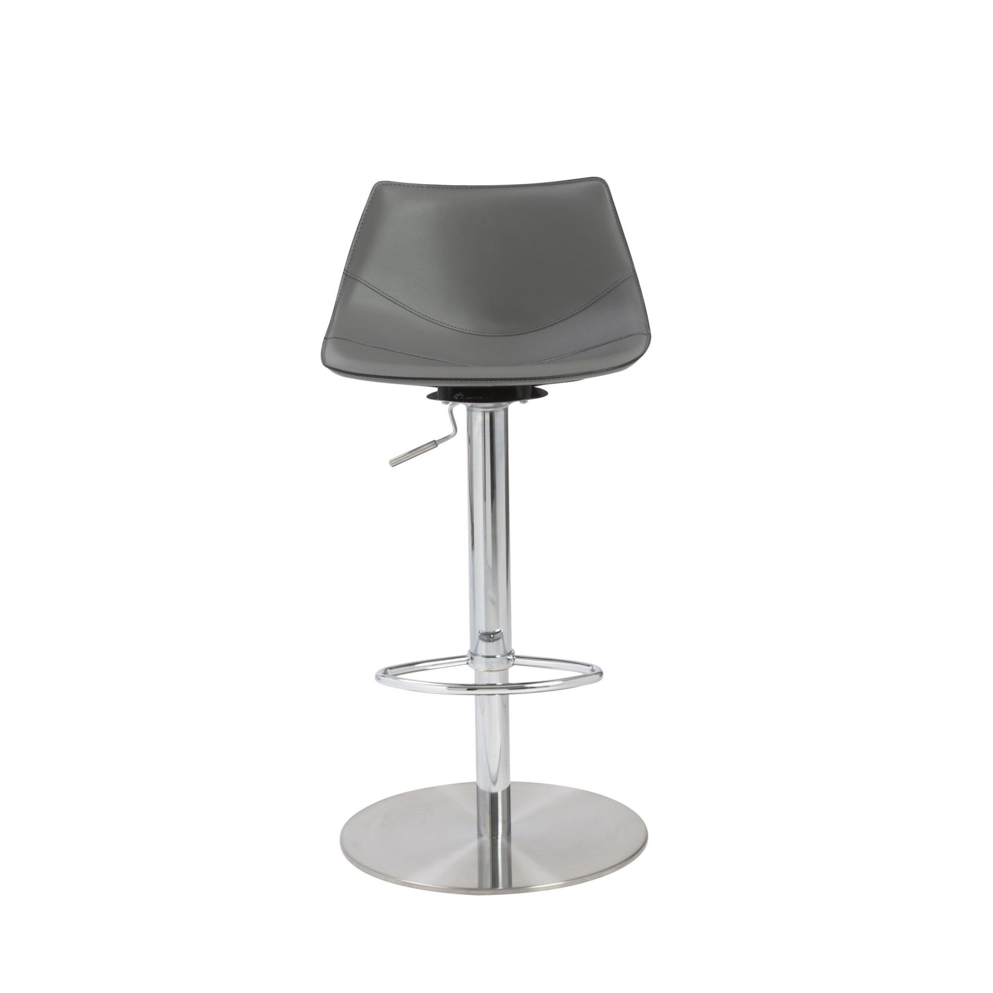 Fable Gray & Silver Steel Swivel Low Back Bar Height Bar Chair