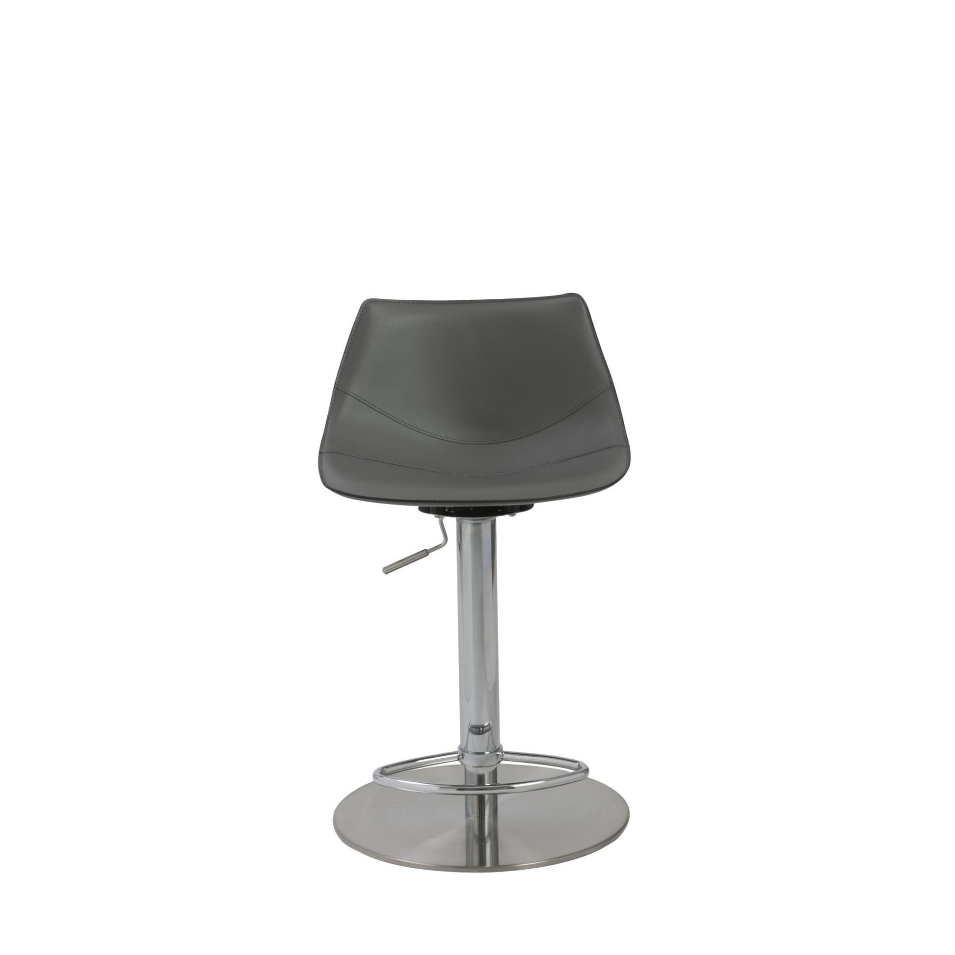 Gray & Silver Steel Swivel Low Back Bar Height Bar Chair