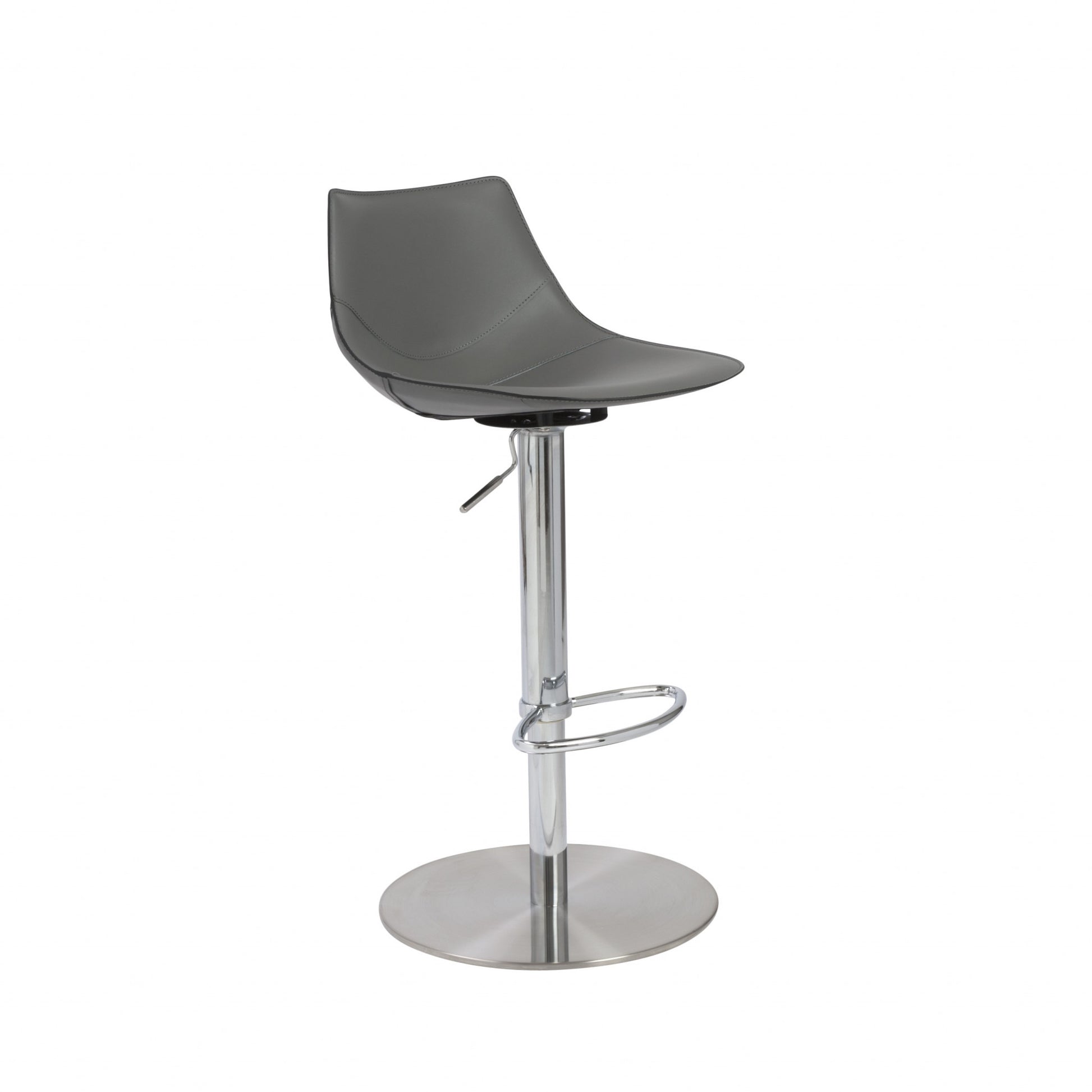 Gray & Silver Steel Swivel Low Back Bar Height Bar Chair
