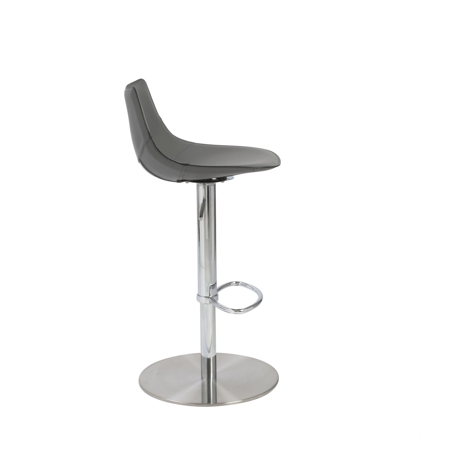 Gray & Silver Steel Swivel Low Back Bar Height Bar Chair