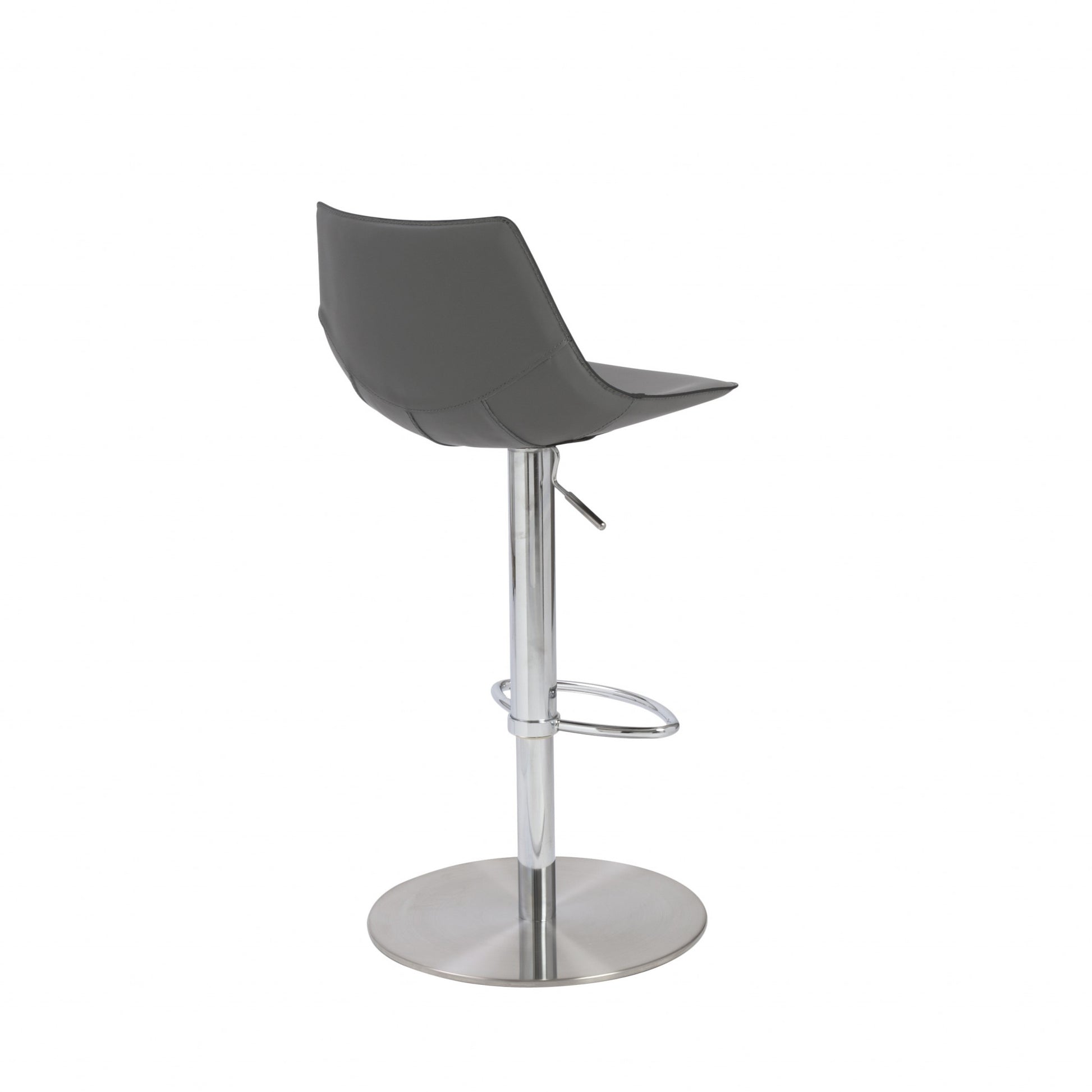 Gray & Silver Steel Swivel Low Back Bar Height Bar Chair