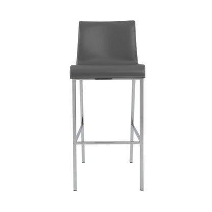 Gray & Silver Steel Low Back Bar Height Bar Chairs - Set of 2