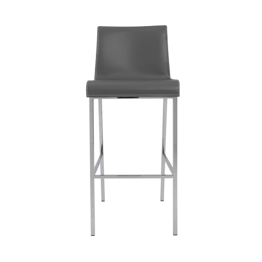 Gray & Silver Steel Low Back Bar Height Bar Chairs - Set of 2