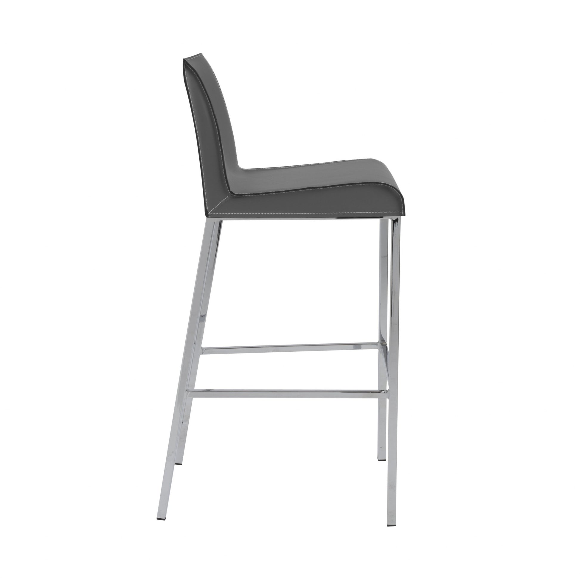 Gray & Silver Steel Low Back Bar Height Bar Chairs - Set of 2