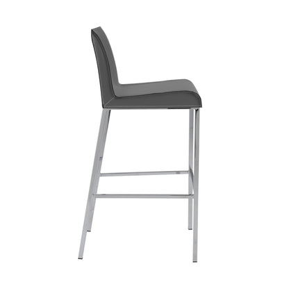 Gray & Silver Steel Low Back Bar Height Bar Chairs - Set of 2