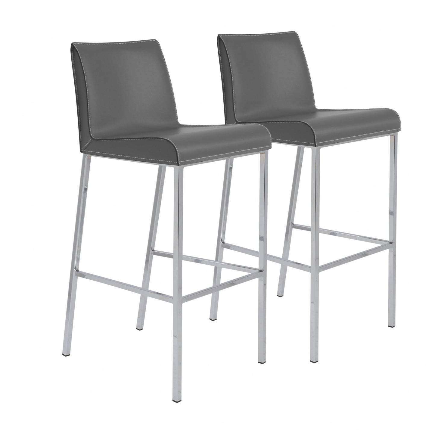 Gray & Silver Steel Low Back Bar Height Bar Chairs - Set of 2
