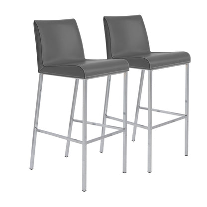 Gray & Silver Steel Low Back Bar Height Bar Chairs - Set of 2